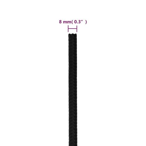 Arbejdsreb 8 mm 25 m polyester sort