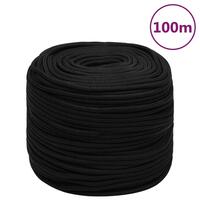 Arbejdsreb 8 mm 100 m polyester sort