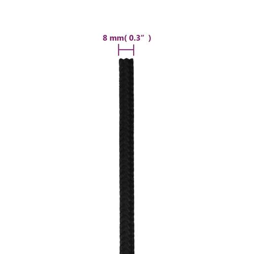Arbejdsreb 8 mm 250 m polyester sort