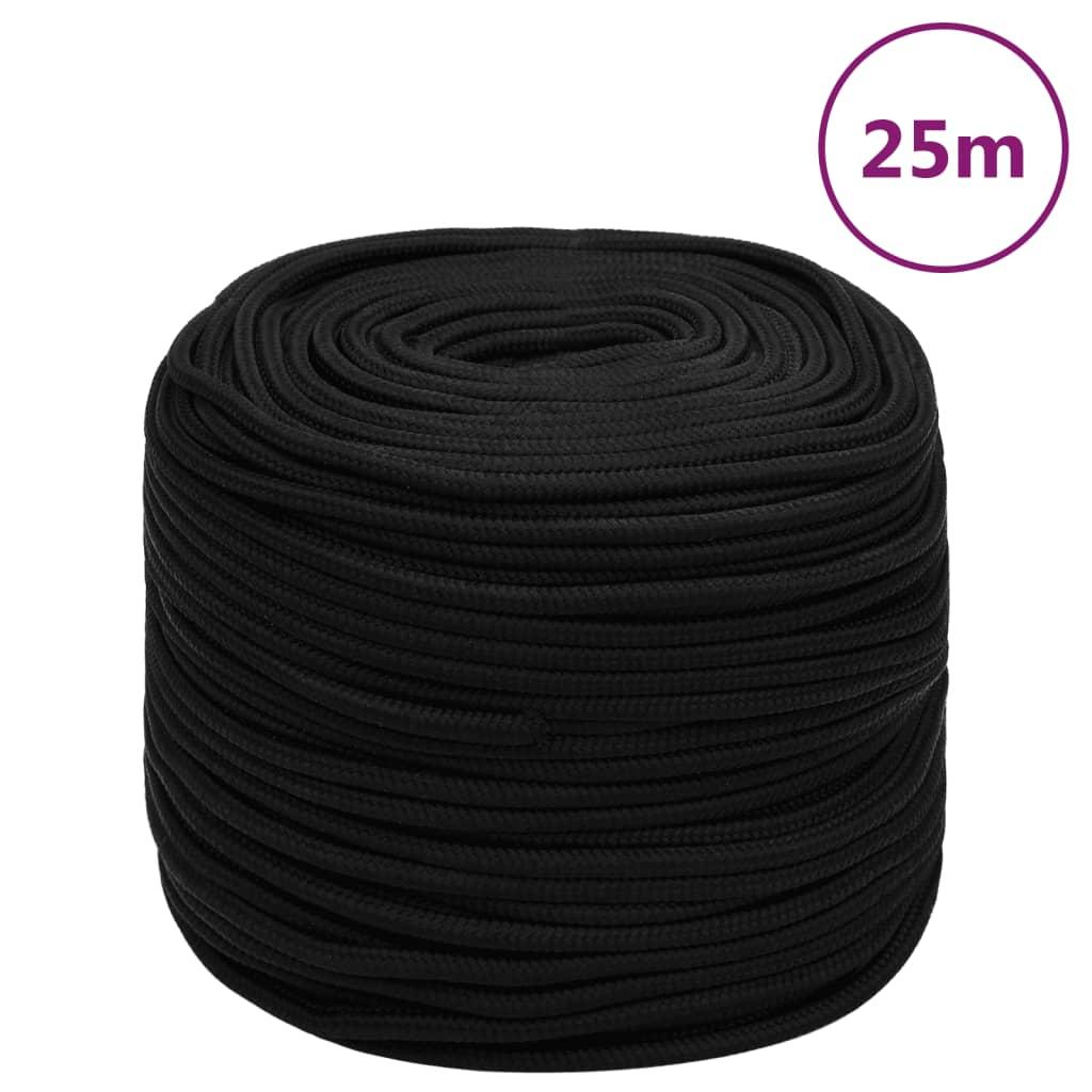 Arbejdsreb 10 mm 25 m polyester sort