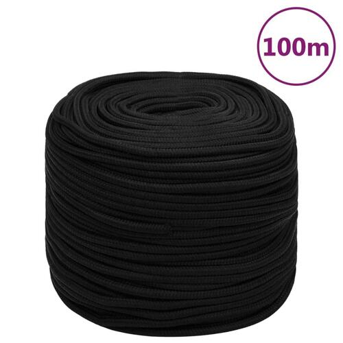 Arbejdsreb 10 mm 100 m polyester sort