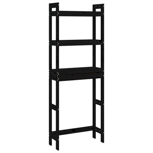 Toiletstativ 63x26x171 cm massivt fyrretræ sort