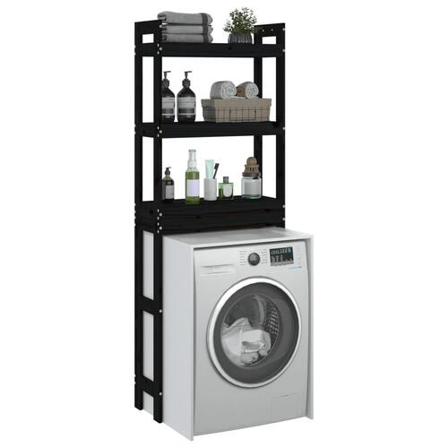 Toiletstativ 63x26x171 cm massivt fyrretræ sort