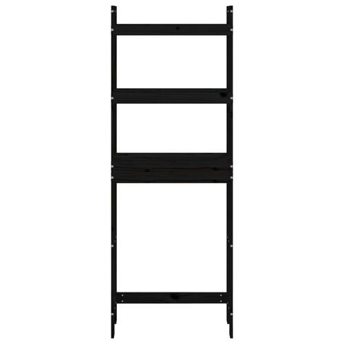 Toiletstativ 63x26x171 cm massivt fyrretræ sort