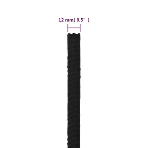 Arbejdsreb 12 mm 25 m polyester sort