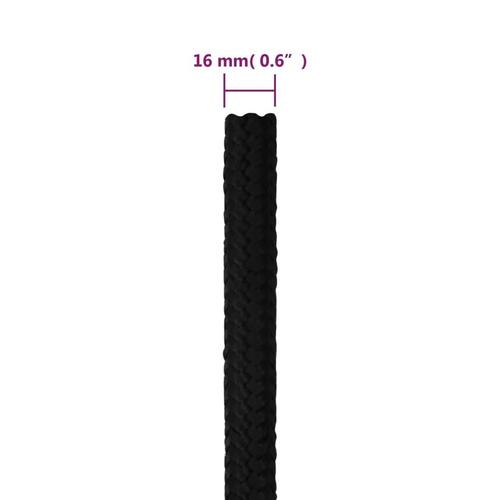 Arbejdsreb 16 mm 50 m polyester sort