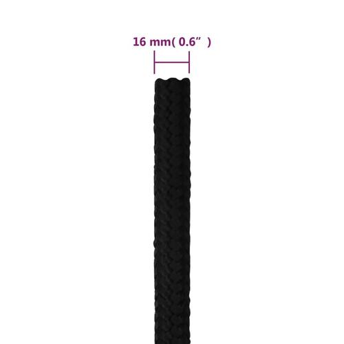 Arbejdsreb 16 mm 25 m polyester sort