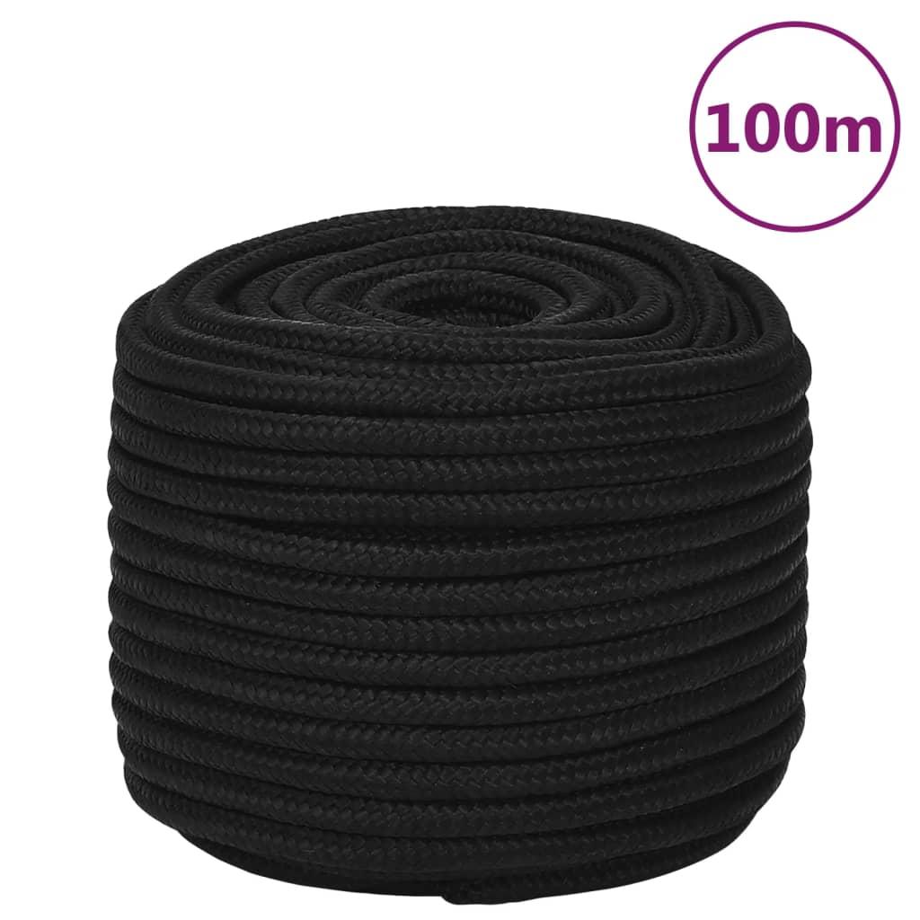 Arbejdsreb 12 mm 100 m polyester sort