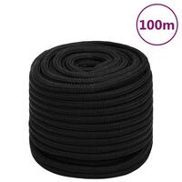 Arbejdsreb 16 mm 100 m polyester sort