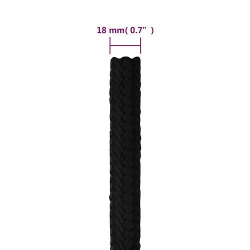 Arbejdsreb 18 mm 25 m polyester sort