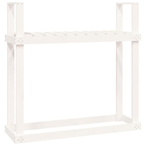 Brændestativ 1110x35x108,5 cm massivt fyrretræ hvid