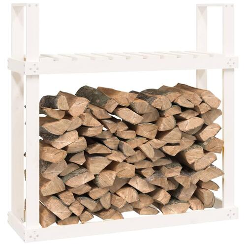 Brændestativ 1110x35x108,5 cm massivt fyrretræ hvid