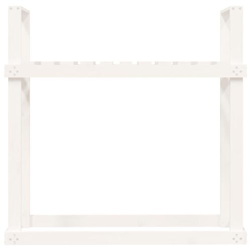 Brændestativ 1110x35x108,5 cm massivt fyrretræ hvid