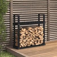 Brændestativ 1110x35x108,5 cm massivt fyrretræ sort