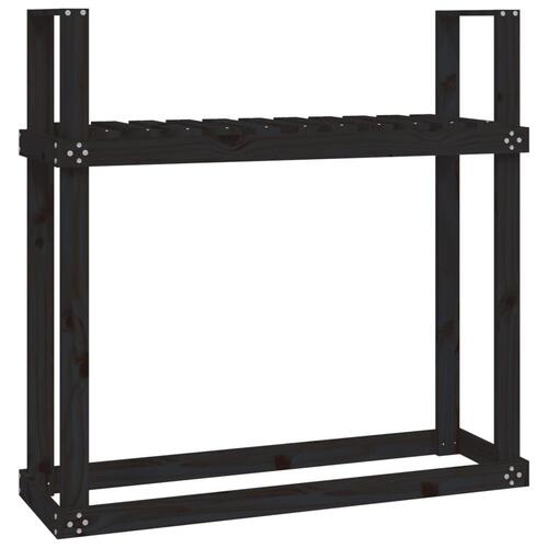 Brændestativ 1110x35x108,5 cm massivt fyrretræ sort