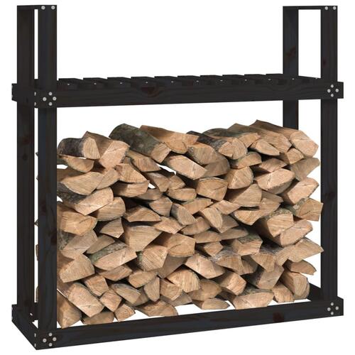 Brændestativ 1110x35x108,5 cm massivt fyrretræ sort