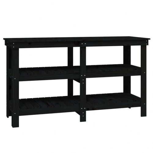 Arbejdsbord 142,5x50x80 cm massivt fyrretræ sort