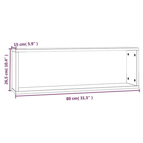 Væghylder 2 stk. 80x15x26,5 cm konstrueret træ røget egetræ