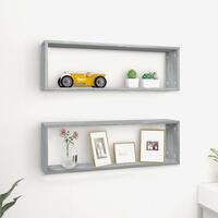 Væghylder 2 stk. 80x15x26,5 cm konstrueret træ grå sonoma-eg