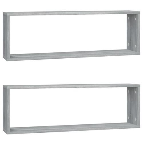 Væghylder 2 stk. 80x15x26,5 cm konstrueret træ grå sonoma-eg