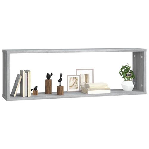 Væghylder 2 stk. 80x15x26,5 cm konstrueret træ grå sonoma-eg