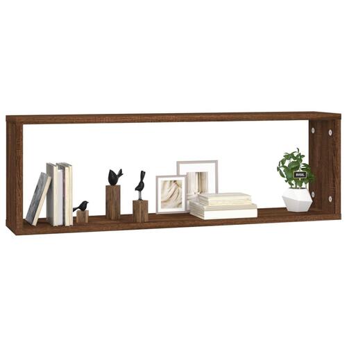 Væghylder 2 stk. 80x15x26,5 cm konstrueret træ brunt egetræ