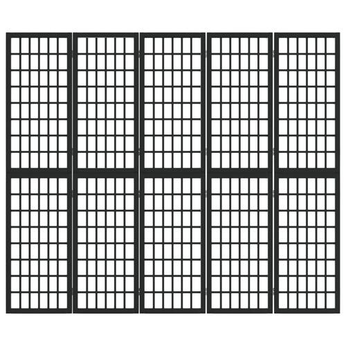 5-panels rumdeler 200x170 cm foldbar japansk stil sort