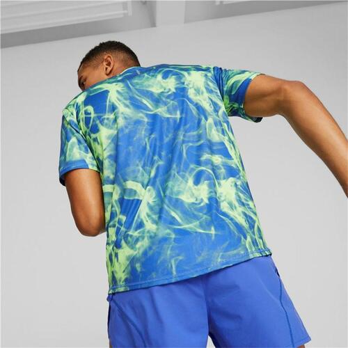 Kortærmet T-shirt til Mænd Puma Run Favorite Blå Grøn S
