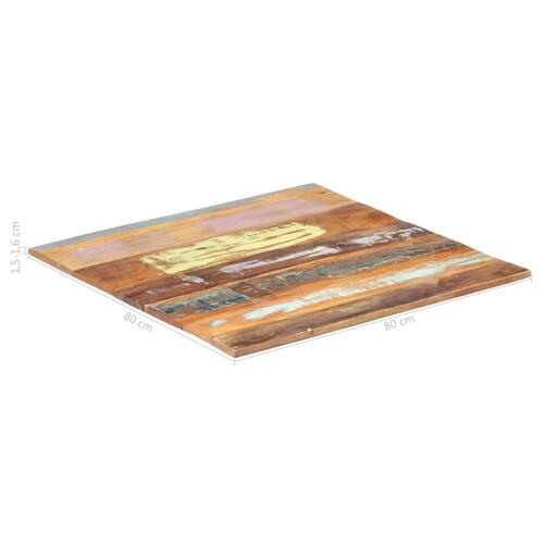Bordplade 80x80 cm 15-16 mm firkantet massivt genbrugstræ