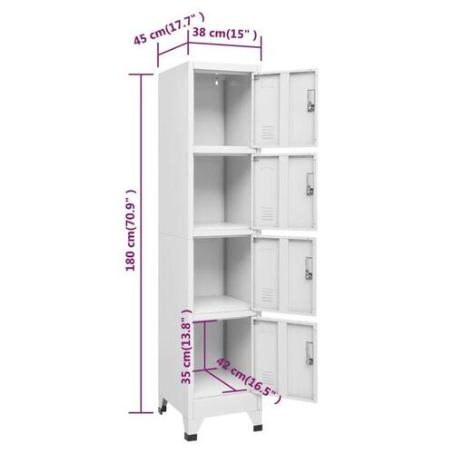 Lockerskab med fire rum 38x45x180 cm