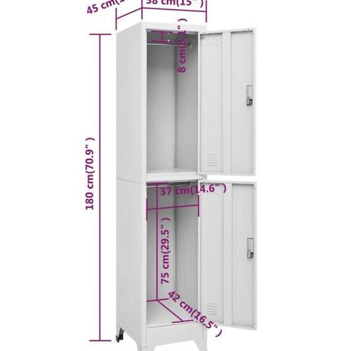 Lockerskab med to rum 38x45x180 cm