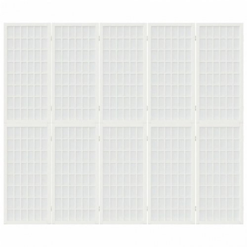 5-panels rumdeler i japansk stil - foldbar, hvid 200×170 cm