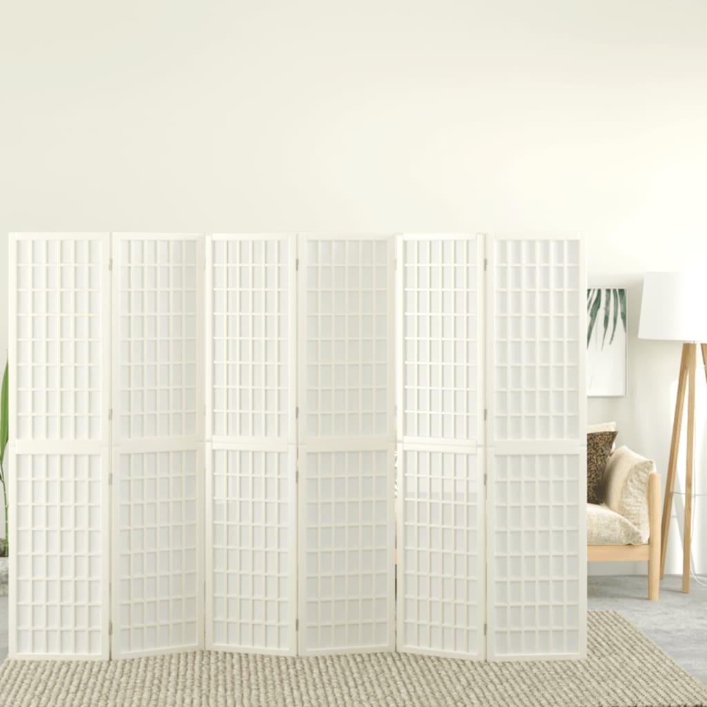 6-panels rumdeler 240x170 cm foldbar japansk stil hvid