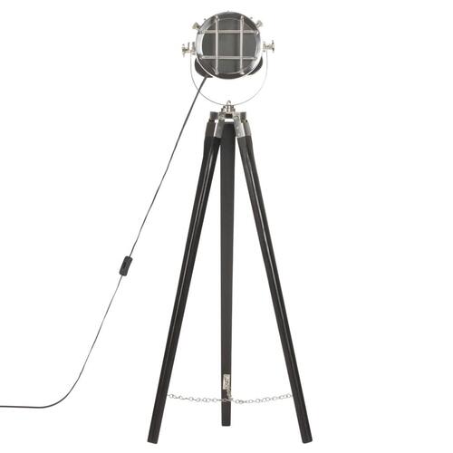 Gulvlampe med trefod 97 cm massivt mangotræ sort
