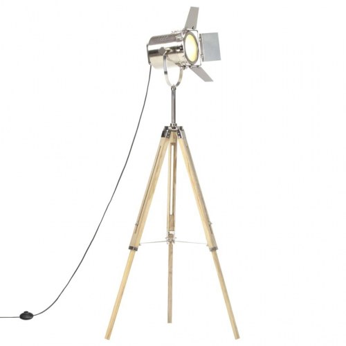 Gulvlampe med trefod i massivt mangotræ - justerbar 103-140 cm