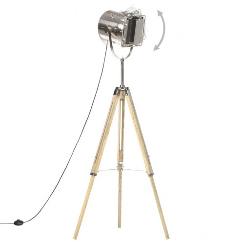 Gulvlampe med trefod i massivt mangotræ - justerbar 103-140 cm
