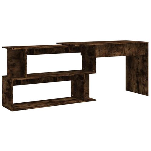 Hjørneskrivebord 200x50x76 cm konstrueret træ røget egetræ