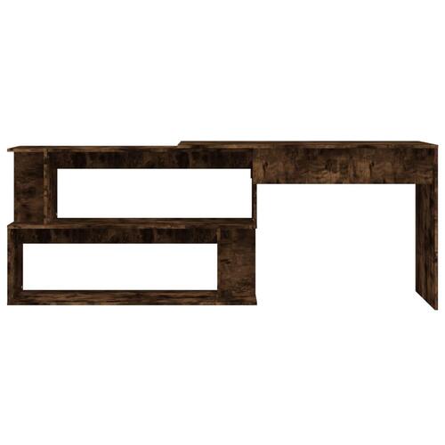 Hjørneskrivebord 200x50x76 cm konstrueret træ røget egetræ