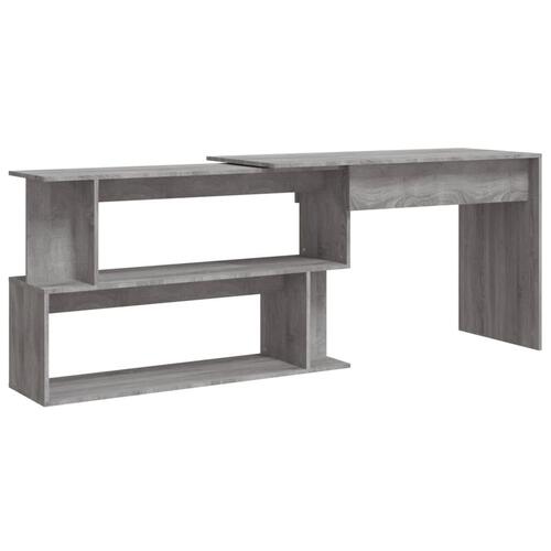 Hjørneskrivebord 200x50x76 cm konstrueret træ grå sonoma-eg