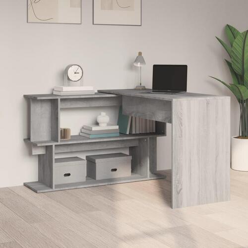 Hjørneskrivebord 200x50x76 cm konstrueret træ grå sonoma-eg