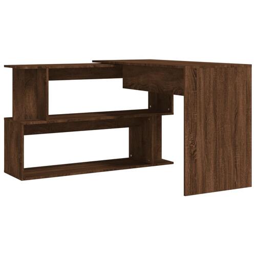 Hjørneskrivebord 200x50x76 cm konstrueret træ brun egetræsfarve