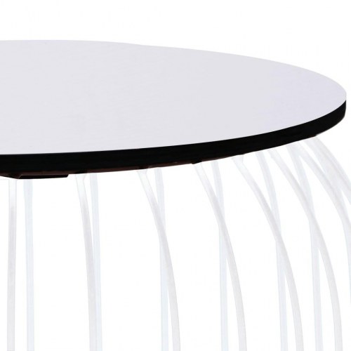 Sofaborde i 3 dele - hvid, metalstel og MDF-top