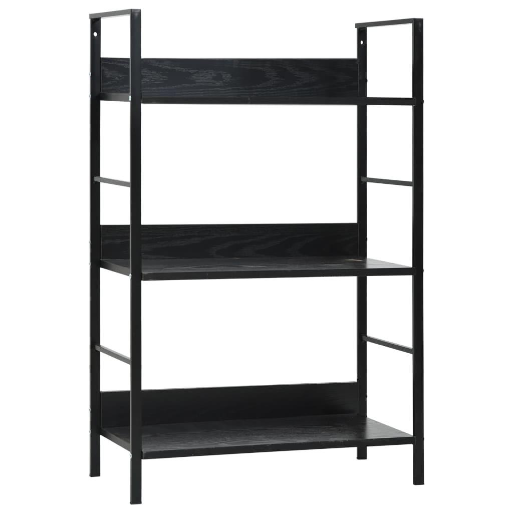 Bogreol 60x27,6x90,5 cm 3 hylder konstrueret træ sort
