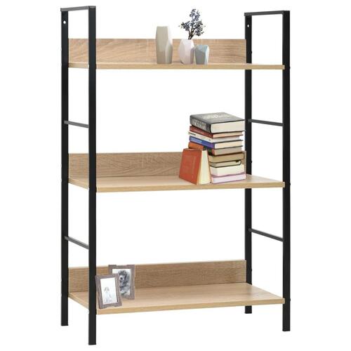 Bogreol med 3 hylder 60x27,6x90,5 cm konstrueret træ egetræ