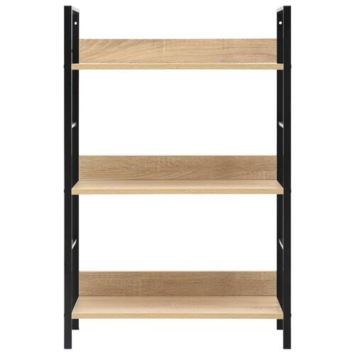 Bogreol med 3 hylder 60x27,6x90,5 cm konstrueret træ egetræ