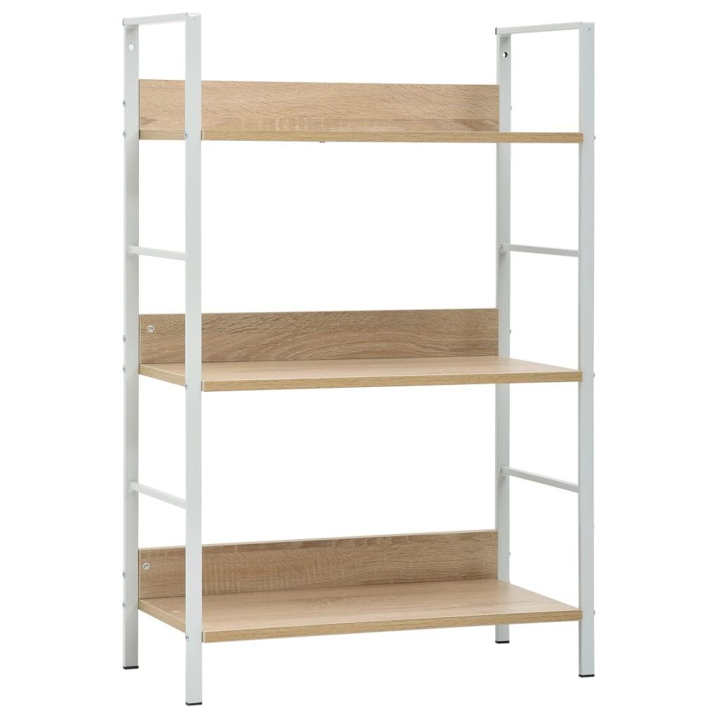 Bogreol 60x27,6x90,5 cm 3 hylder konstrueret træ egetræsfarve