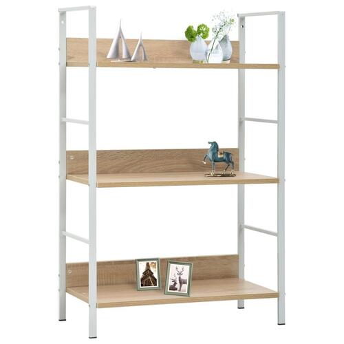 Bogreol 60x27,6x90,5 cm 3 hylder konstrueret træ egetræsfarve