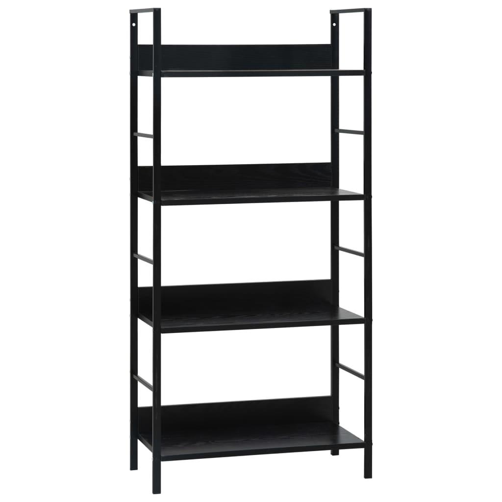 Bogreol med 4 hylder 60x27,6x124,5 cm konstrueret træ sort