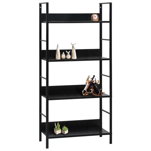 Bogreol med 4 hylder 60x27,6x124,5 cm konstrueret træ sort