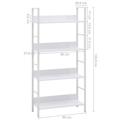 Bogreol med 3 hylder 60x27,6x124,5 cm konstrueret træ hvid